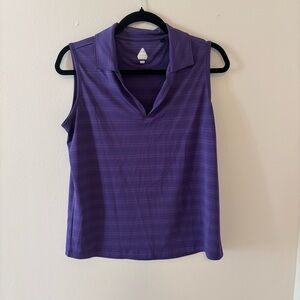 Purple Stripped Golf Polo Tank Top
